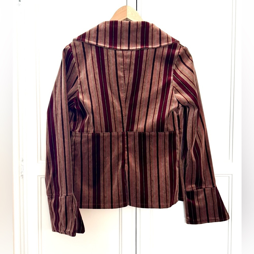 Vintage 70’s/90’s/Y2K Style Beebop & Wally Velvet Blazer w/ Bow in Rouge Stripe - Picture 3 of 7